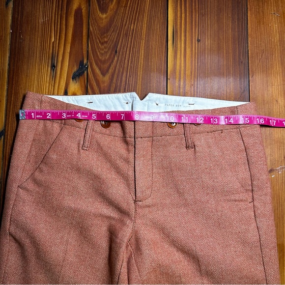 Anthropologie paper boy relaxed cropped mid rise wool blend pants burnt orange - Picture 9 of 11